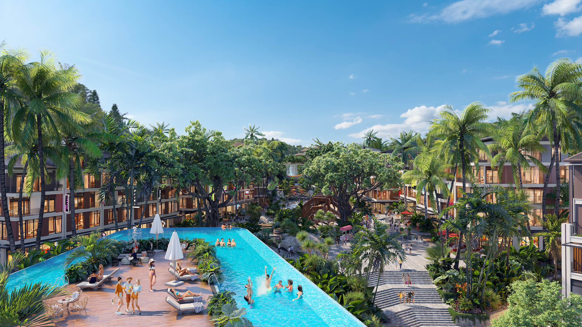 Hồ bơi tràn bờ tại Sunrise Park Villa